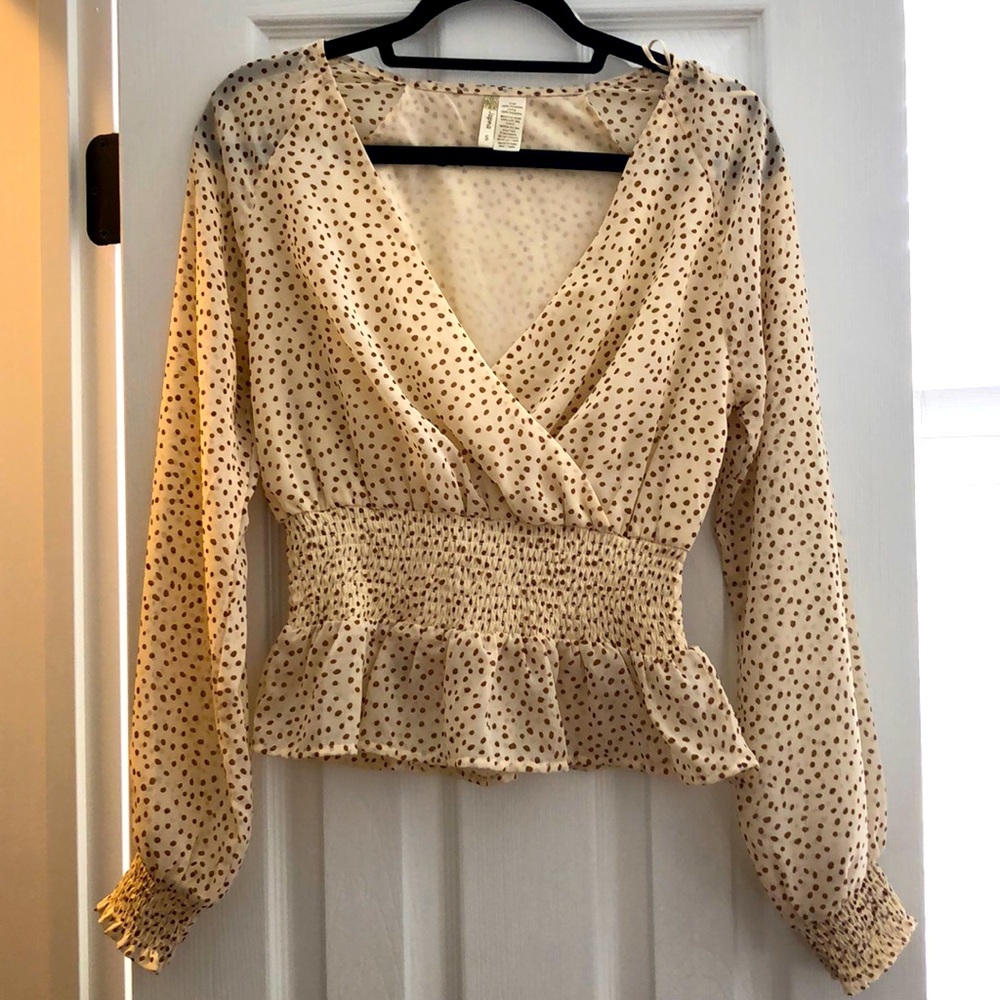 Cream and brown speckle blouse